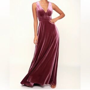 Lulu's Velvet Plum Maxi Dress